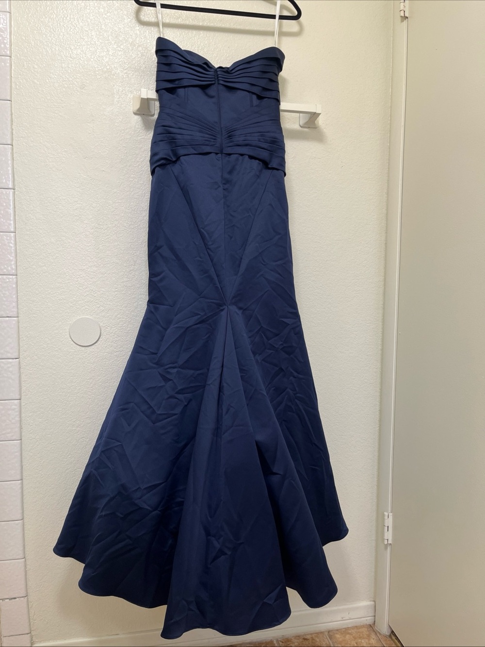 TRULY Zac Posen Satin Mermaid Pleats Bustier Dress In Blue Size 2 Formal Evening - Picture 4 of 11